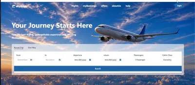 SkyBook - تطبيق حجز رحلات طيران باستخدام Vanilla JavaScript