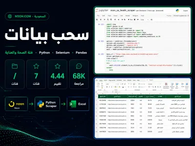 صورة العمل سحب وتحليل بيانات أكثر المنتجات مبيعًا Noon السعودية