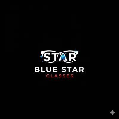 لوجو محلات نظارات باسم blue star