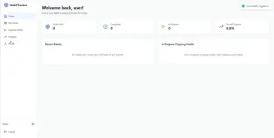 تطوير تطبيق متكامل لتتبع العادات (Frontend + Backend) مع لوحة تحكم للمستخدم والمدير