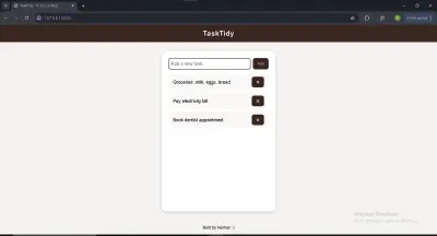 TaskTidy – A minimalist to-do list app built with vanilla JavaScript.