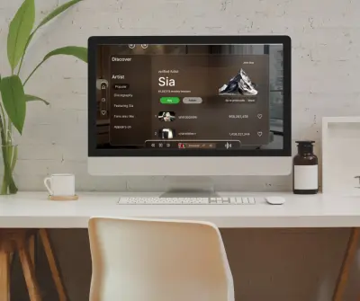 واجهه موسيقية بتصميم عصرى لمساحة عمل رقمية