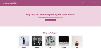 متجر اكسسوارات بسيط باستخدام HTML و CSS.