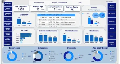 "لوحة تحليلات الموارد البشرية التفاعلية حسب العمر والخبرة والوظيفة"