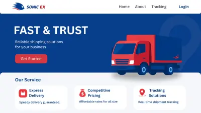 Landing page for a shipping site