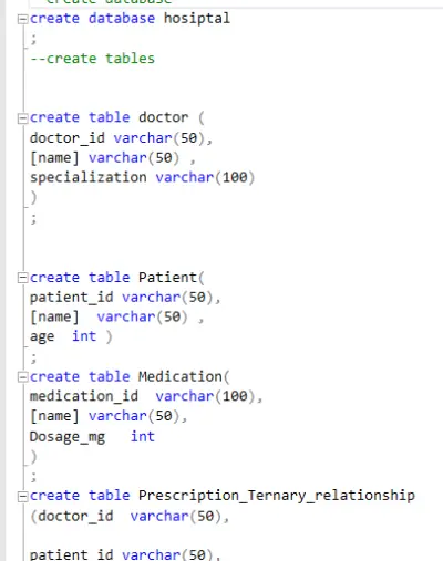نظام قاعدة بيانات مستشفى متكامل باستخدام SQL