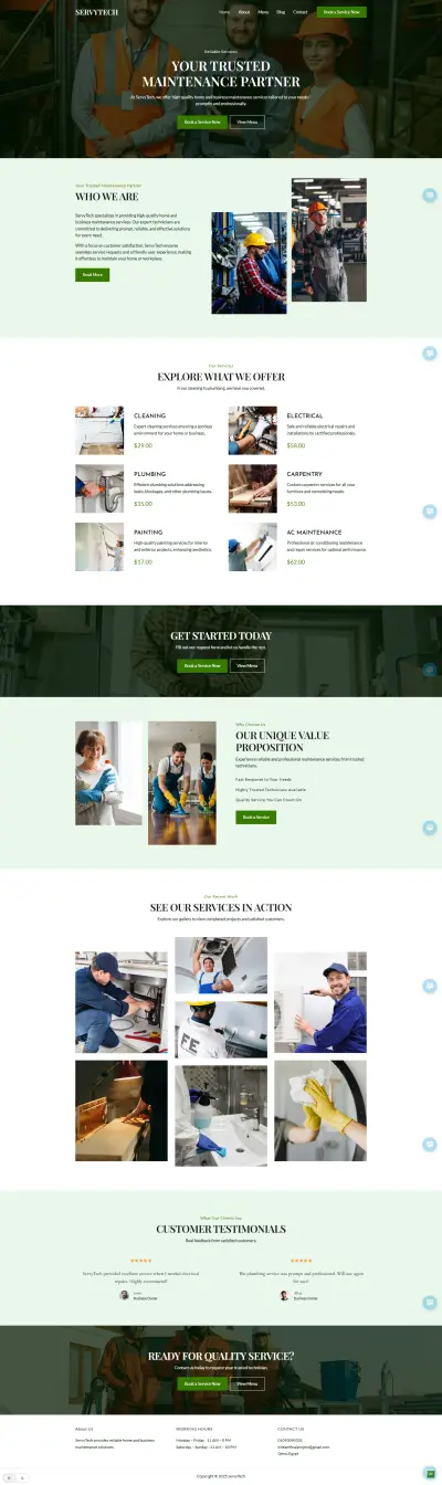 تصميم وتطوير موقع Servy Tech – منصة خدمات محلية متكاملة باستخدام WordPress