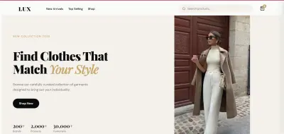 موقع E-Commerce مكون من الصفحة الرئيسية وصفحة المنتجات باستخدام HTML, CSS, JavaScript, و Bootstrap بتصميم متجاوب يعمل على جميع الأجهزة (كمبيوتر، تابلت، وموبايل).