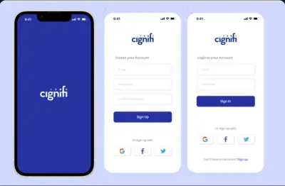 تصميم واجهة تطبيق موبايل (Splash - Login - Sign Up) احترافية بتصميم حديث ومتجاوب