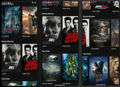 تصميم واجهة تطبيق أفلام احترافية (Movie App UI) بتصميم عصري وداكن