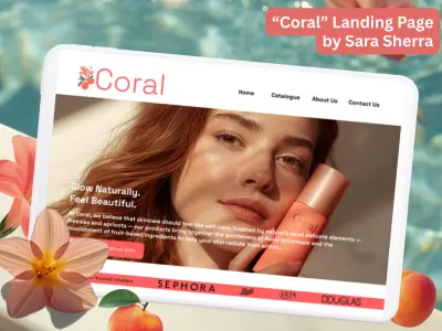 تصميم صفحة هبوط لعلامة عناية بالبشرة Coral