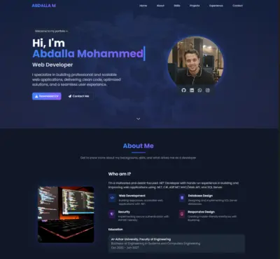 تصميم وتنفيذ بورتفوليو شخصي احترافي (Personal Portfolio Website)