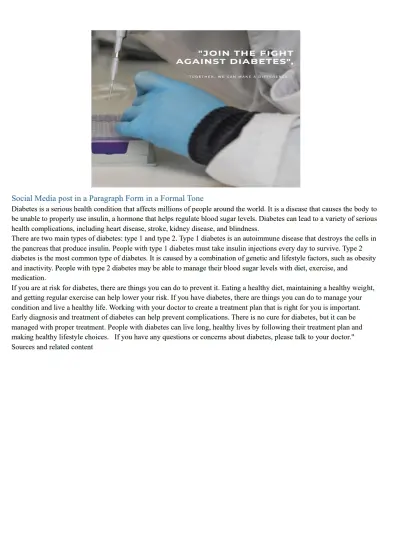 منشور توعوي عن مرض السكري