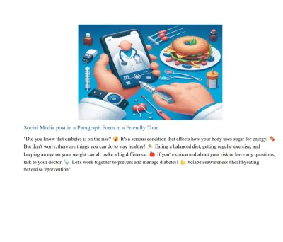 منشور توعوي عن مرض السكري بنغمة ودّية – Social Media Awareness Post (Friendly Tone)