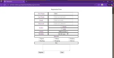 تصميم نموذج تسجيل مستخدم (Registration Form)