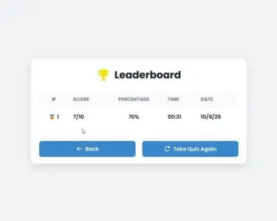 تطبيق اختبارات تفاعلي متكامل باستخدام React