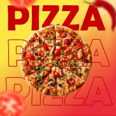 تصميم إعلان احترافي لمطعم بيتزا