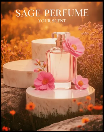 تصميم إعلان عطر احترافي بأسلوب واقعي وجذاب | Sage Perfume