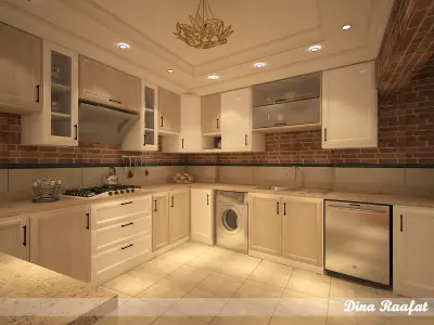 تصميم مطبخ نيو كلاسيك أنيق يجمع بين الفخامة والعملية