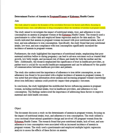 Determinant Factors of Anemia in Pregnant Women at Kebomas Health Center