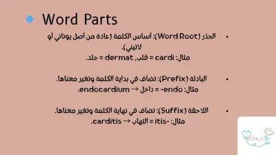 تصميم شريحة تعليمية من كورس المصطلحات الطبية