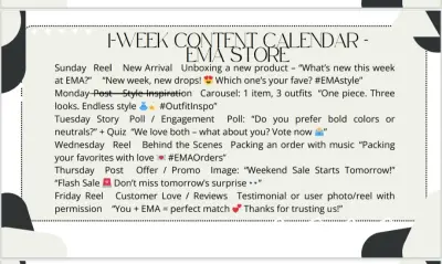 Week Calendar for EMA