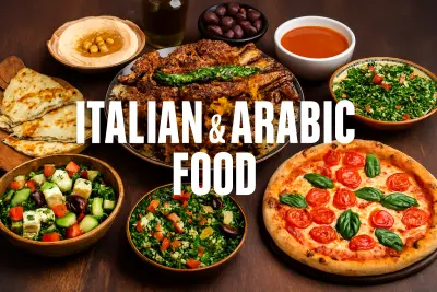 تصميم دعايه لمطعم يقدم الاكالات العربيه والايطاليه