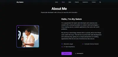 موقع شخصي (Portfolio Website) بتصميم بسيط وأنيق باستخدام