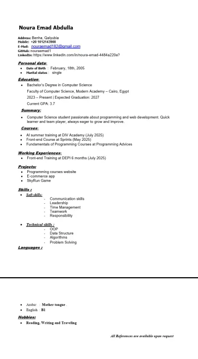 انشاء CV احترافي بنظام ATS