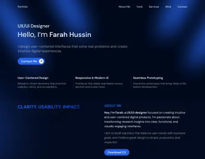 تصميم UI/UX لـ Portfolio شخصي احترافي