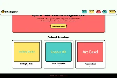 موقع تفاعلي لمتجر ألعاب تعليمية للأطفال — Little Explorers
