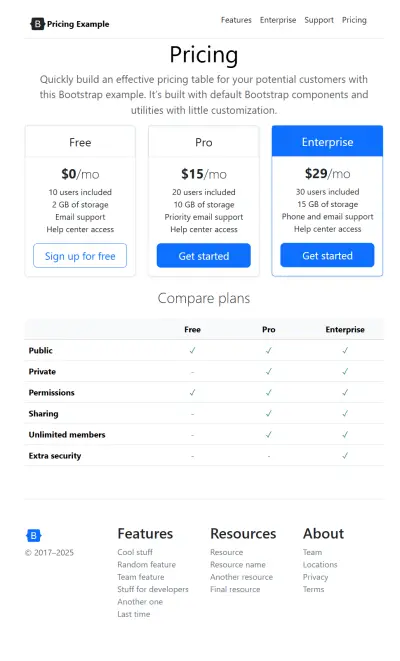 خطط التسعير والاشتراكات - مثال عملي لعرض الخدمات