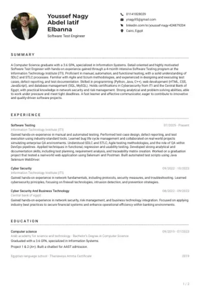 كتابة سيرة ذاتية ( CV ats) احترافية
