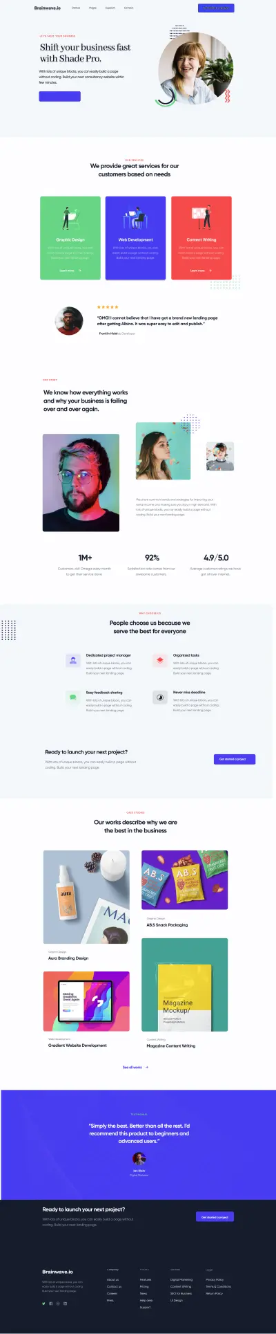 Landing agency website