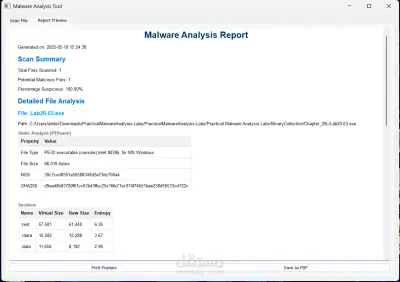 مشروع أداة كشف البرمجيات الخبيثة (Malware Detection Tool)