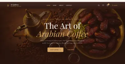 موقع إلكتروني لمقهى لعرض منتجات القهوة