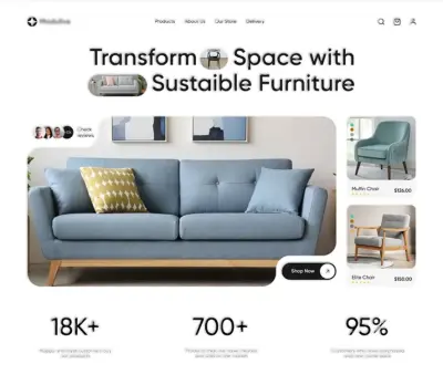 تصميم وتطوير واجهة متجر إلكتروني احترافي لبيع الأثاث والديكور المنزلي