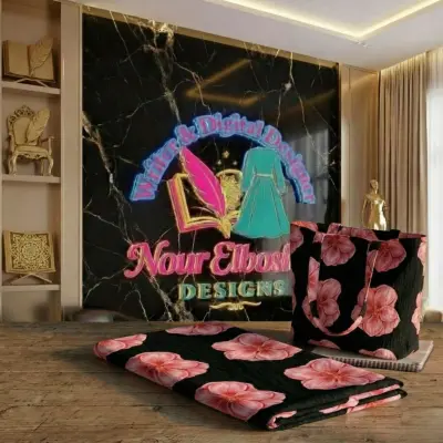 Pink Noir Bloom | من سكتش إلى pattern  🌸🖤