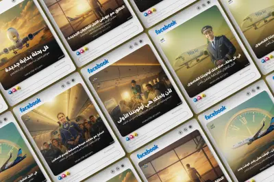 تصميمات سوشيال ميديا بالذكاء الاصطناعي لشركة النيل للطيران