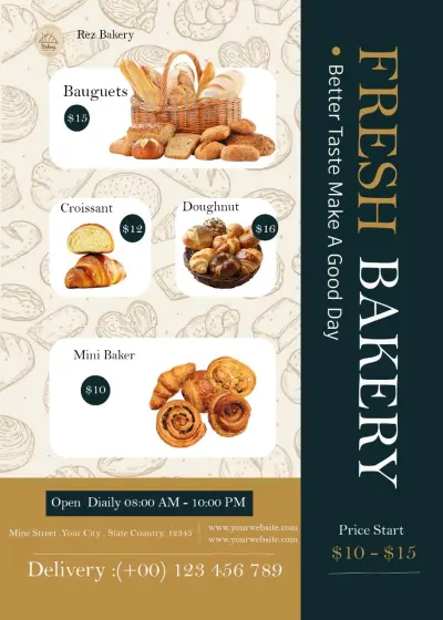 تصميم  منيو لمخبز باستخدام برنامج Photoshop