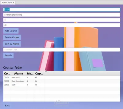 Course Registration System (JavaFX Desktop Application)