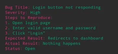 bug report sample