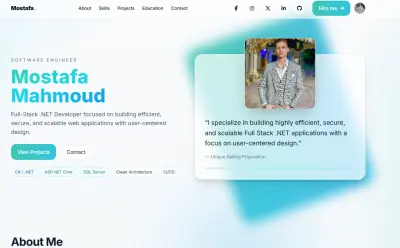 صفحة بورتفوليو شخصية بتصميم جذاب وواجهة تفاعلية | HTML, CSS, JavaScript