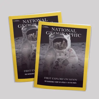 غلاف مجلة الهبوط الأول على سطح القمر – قصة أبولو 11