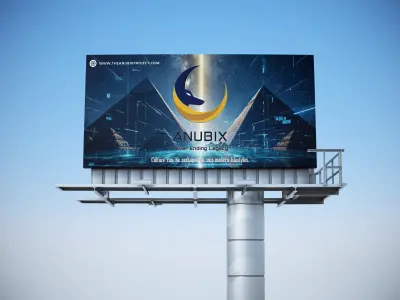 تصميم هوية بصرية إبداعية لبراند ANUBIX (نمط مستقبلي فرعوني)