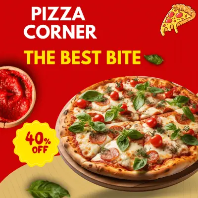 تصميم إعلان سوشيال ميديا احترافي لمطعم بيتزا