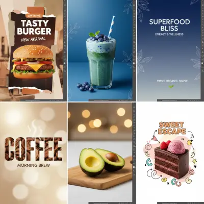 تصميم 6 منشورات سوشيال ميديا لمطعم برجر