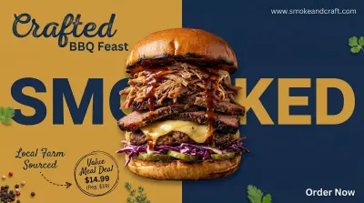 تصميم لوحات إعلانية (Banner) خارجية لمطاعم الوجبات السريعة بجودة عالية.