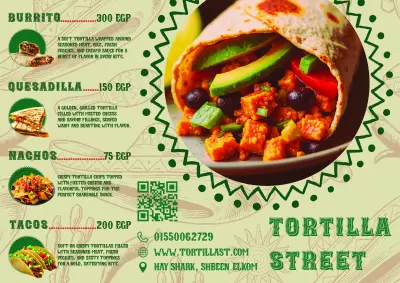 منيو مطعم مكسيكي