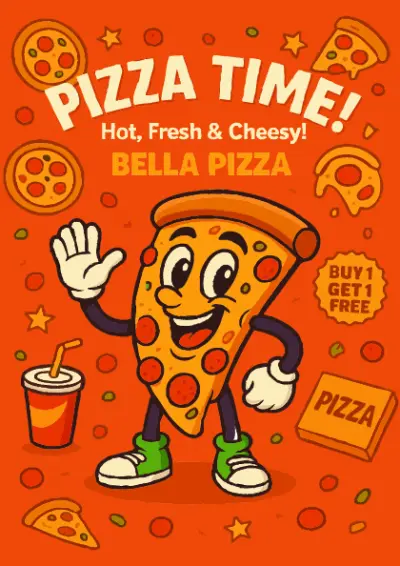 Pizza Time – Vector Poster Design